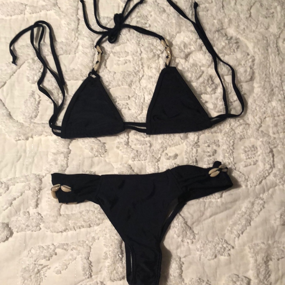 Navy Swim Suit with Shells